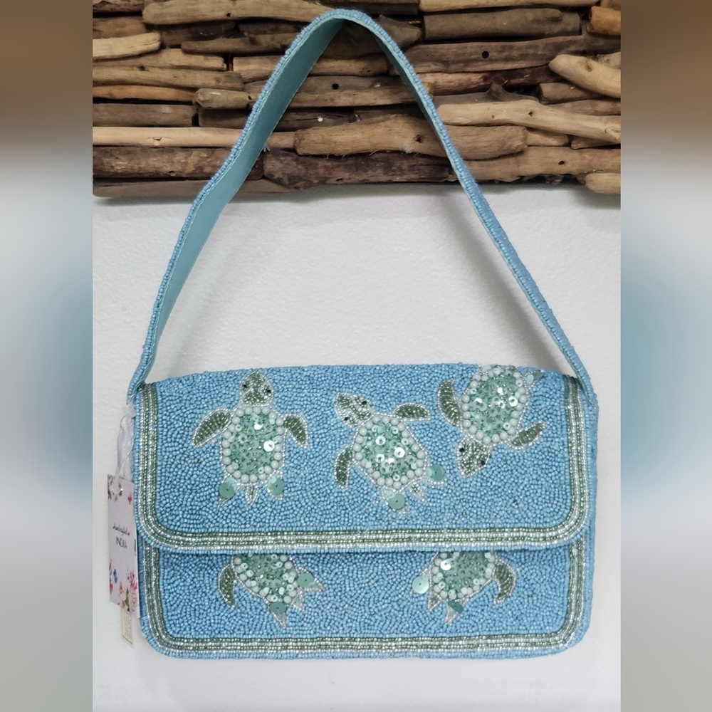 NWT Viral Tiktok Blue Beaded Turtle Turtles Bag Handbag